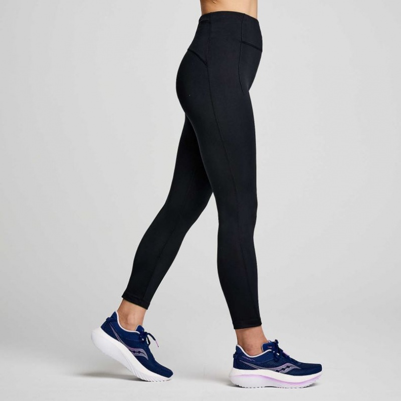 Women's Saucony Fortify Crop Tight Black | CANADA ZNVSUQW