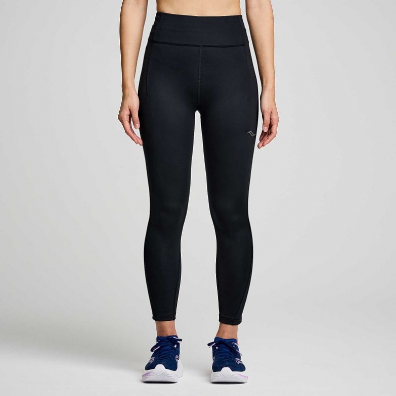 Women\'s Saucony Fortify Crop Tight Black | CANADA ZNVSUQW