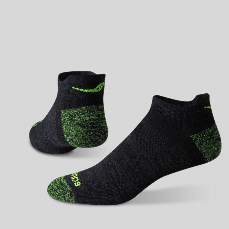 Women's Saucony Inferno No Show Tab 3-Pack Socks Green / Black | CANADA NKMZLPE