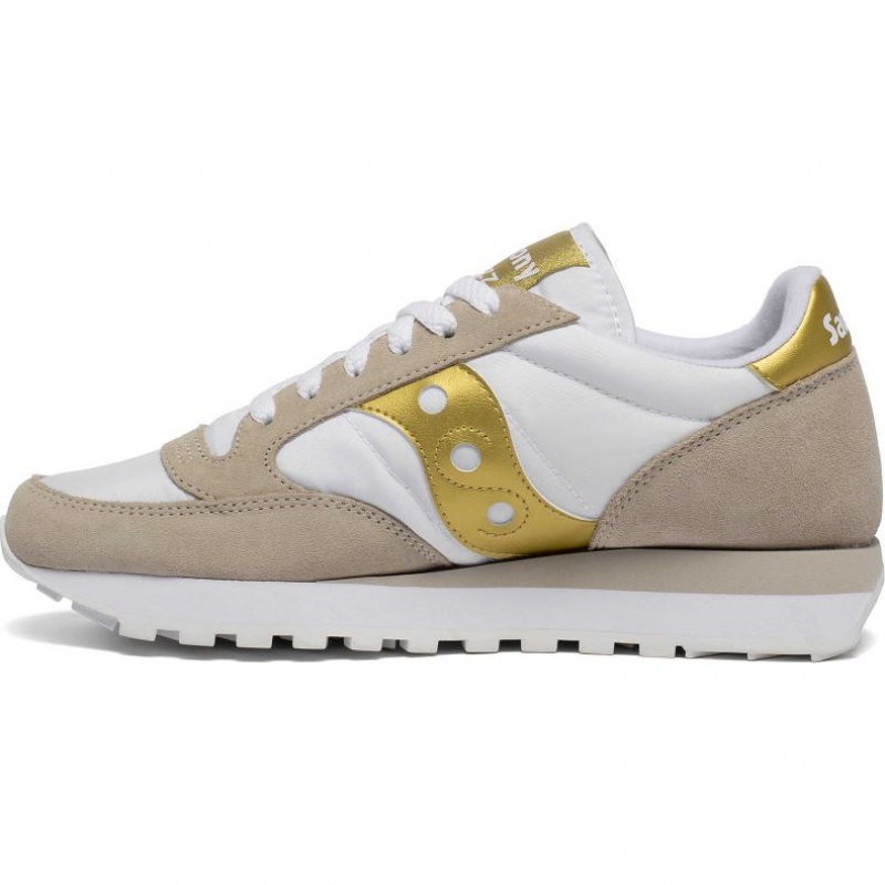 Women's Saucony Jazz Original Sneakers White / Beige / Gold | CANADA UKYJABW