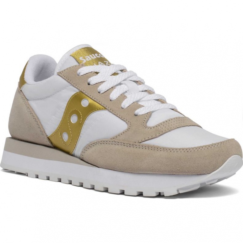 Women's Saucony Jazz Original Sneakers White / Beige / Gold | CANADA UKYJABW