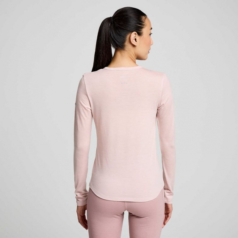 Women's Saucony Peregrine Merino Long Sleeve T-Shirt Pink | CANADA HPTDUCM