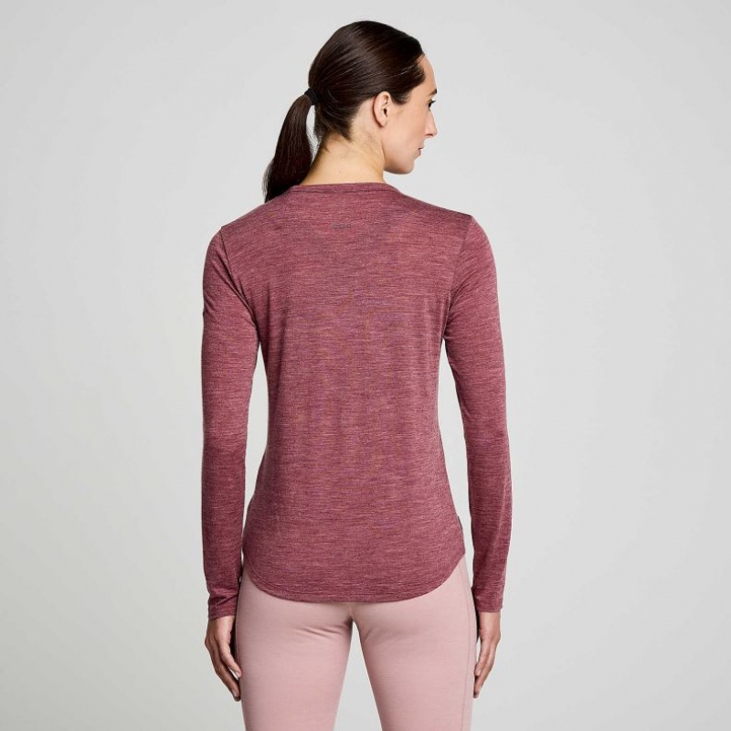 Women's Saucony Peregrine Merino Long Sleeve T-Shirt Red | CANADA BQJVFDL