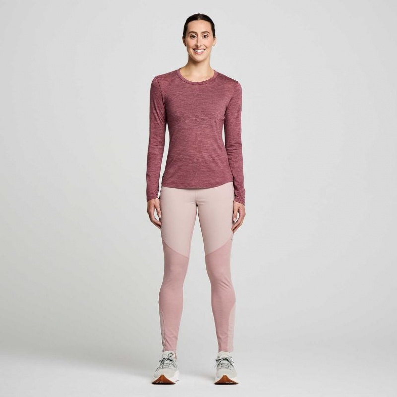 Women's Saucony Peregrine Merino Long Sleeve T-Shirt Red | CANADA BQJVFDL