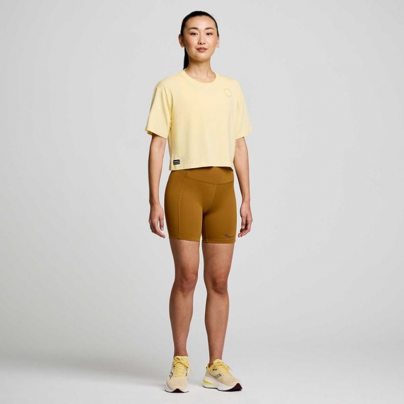 Women's Saucony Recovery Boxy T-Shirt Yellow | CANADA ONDMLKB