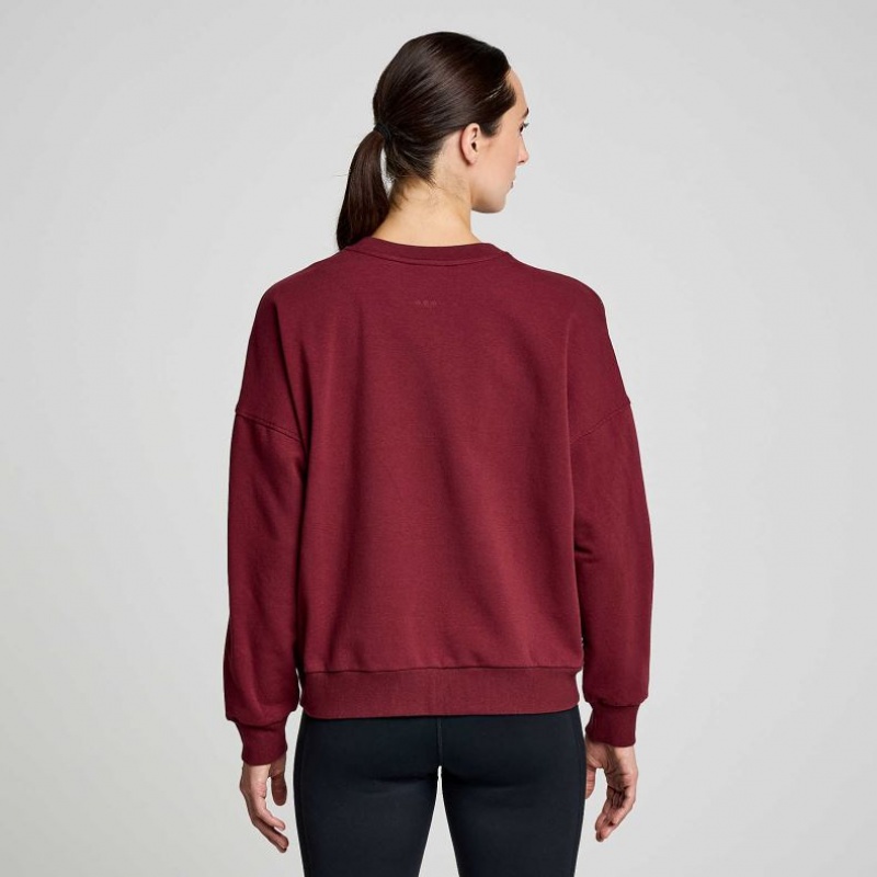 Women's Saucony Recovery Crew Sweatshirt Burgundy | CANADA GITYUWC