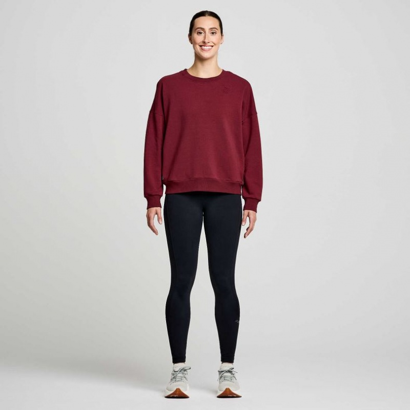 Women's Saucony Recovery Crew Sweatshirt Burgundy | CANADA GITYUWC