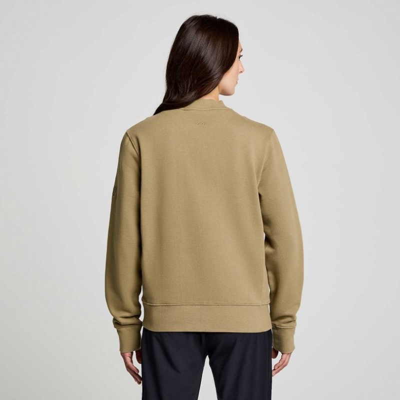 Women's Saucony Recovery Crew Sweatshirt Olive | CANADA XCPGSMI