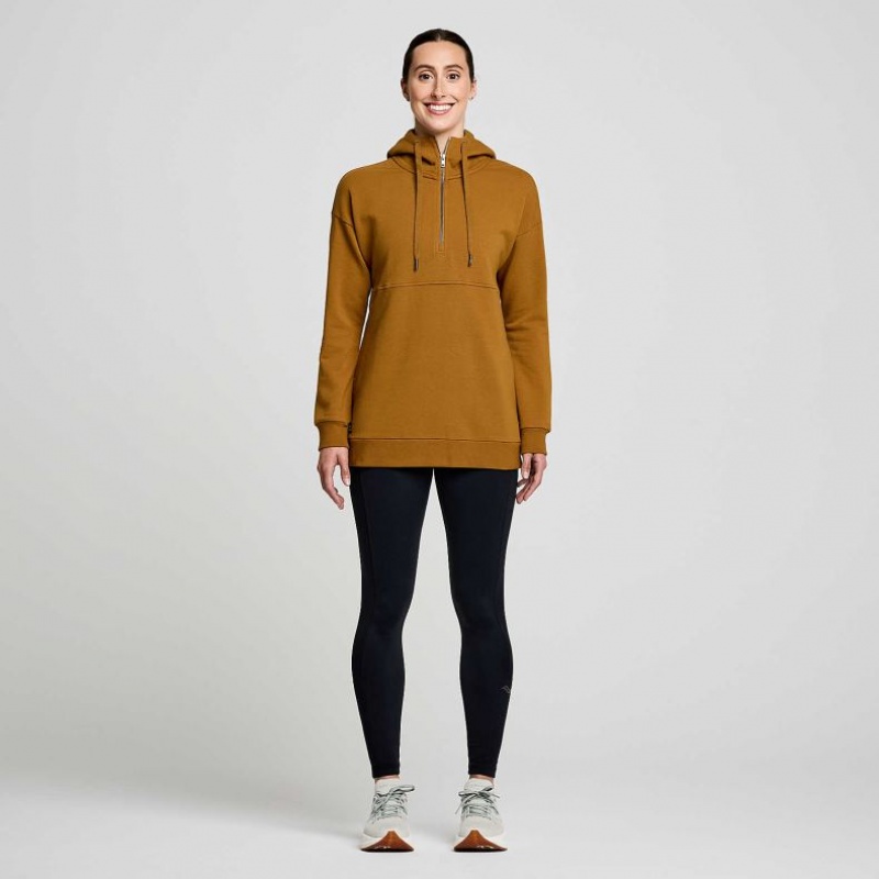 Women's Saucony Recovery Zip Tunic Hoodie Brown | CANADA MGBSLOU