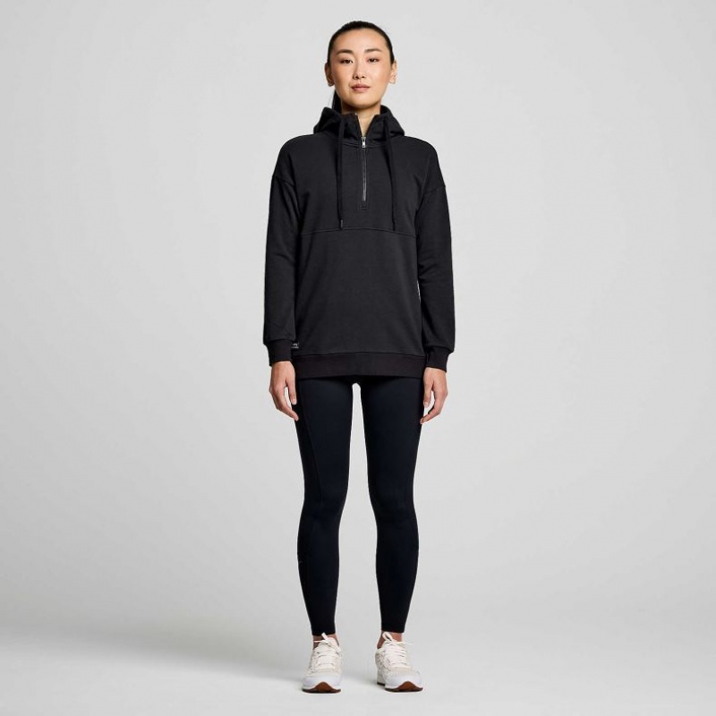 Women's Saucony Recovery Zip Tunic Hoodie Black | CANADA GJBEKRX