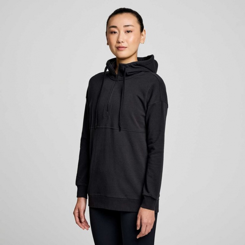 Women\'s Saucony Recovery Zip Tunic Hoodie Black | CANADA GJBEKRX