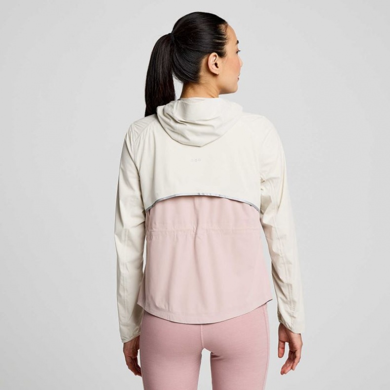 Women's Saucony Runshield Jacket White / Pink | CANADA XAWSPMU