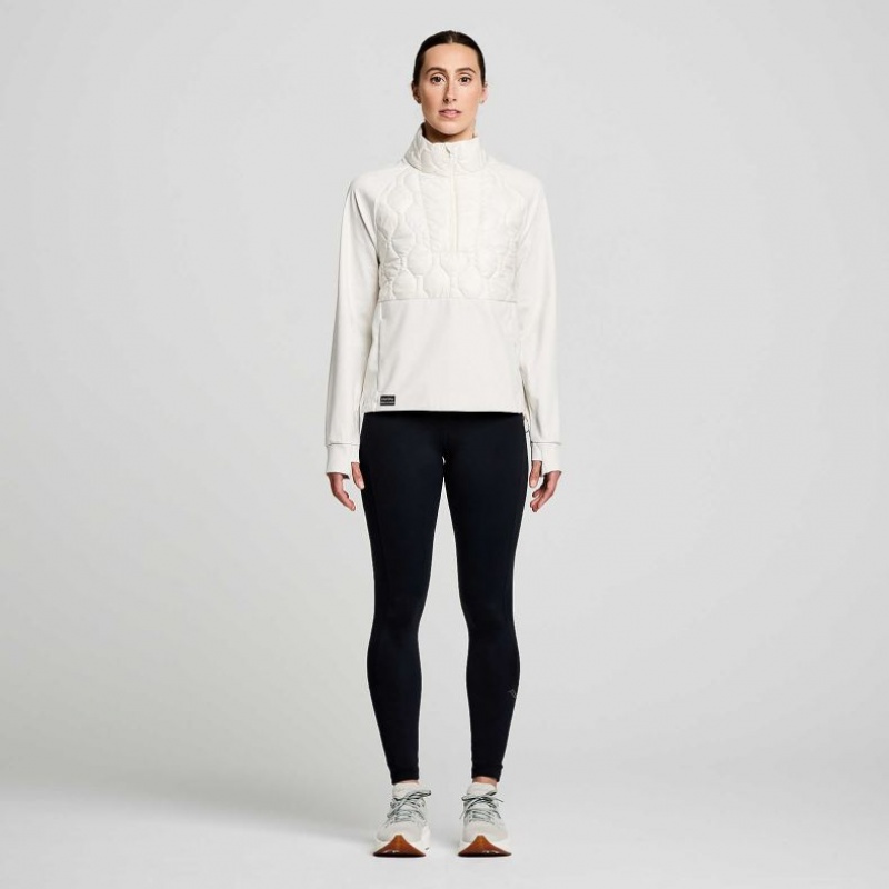 Women's Saucony Solstice Oysterpuff 1/2 Zip Sweatshirt White | CANADA IFOBZGD