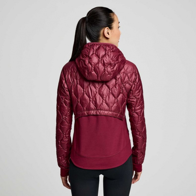 Women's Saucony Solstice Oysterpuff Jacket Burgundy | CANADA JDTRQBM