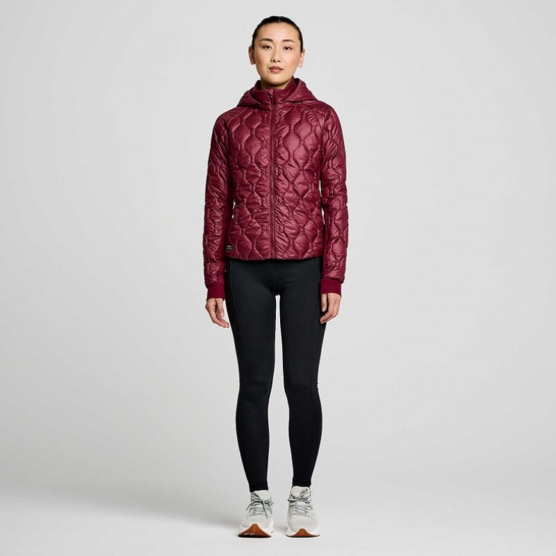 Women's Saucony Solstice Oysterpuff Jacket Burgundy | CANADA JDTRQBM