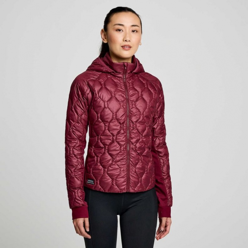 Women\'s Saucony Solstice Oysterpuff Jacket Burgundy | CANADA JDTRQBM