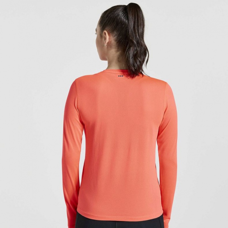 Women's Saucony Stopwatch Graphic Long Sleeve T-Shirt Orange | CANADA IOJCUWN