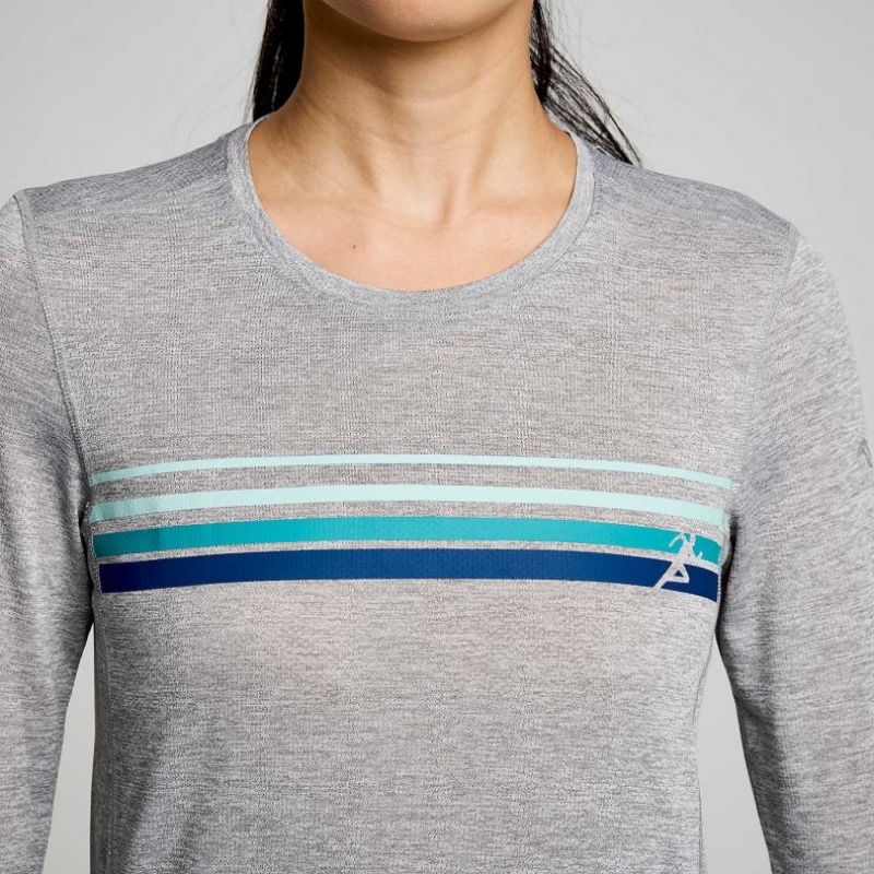 Women's Saucony Stopwatch Graphic Long Sleeve T-Shirt Light Grey | CANADA SFITLXE