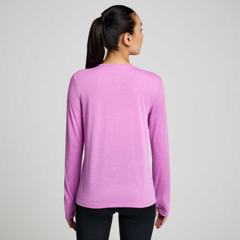 Women's Saucony Stopwatch Graphic Long Sleeve T-Shirt Purple | CANADA UDMOBHC