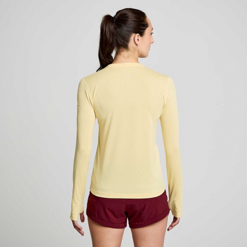 Women's Saucony Stopwatch Graphic Long Sleeve T-Shirt Yellow | CANADA CNZYKHW