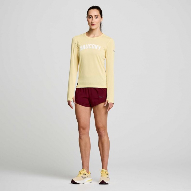 Women's Saucony Stopwatch Graphic Long Sleeve T-Shirt Yellow | CANADA CNZYKHW