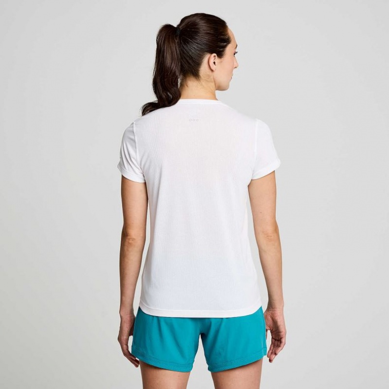 Women's Saucony Stopwatch Graphic Short Sleeve T-Shirt White | CANADA ULKDMPW