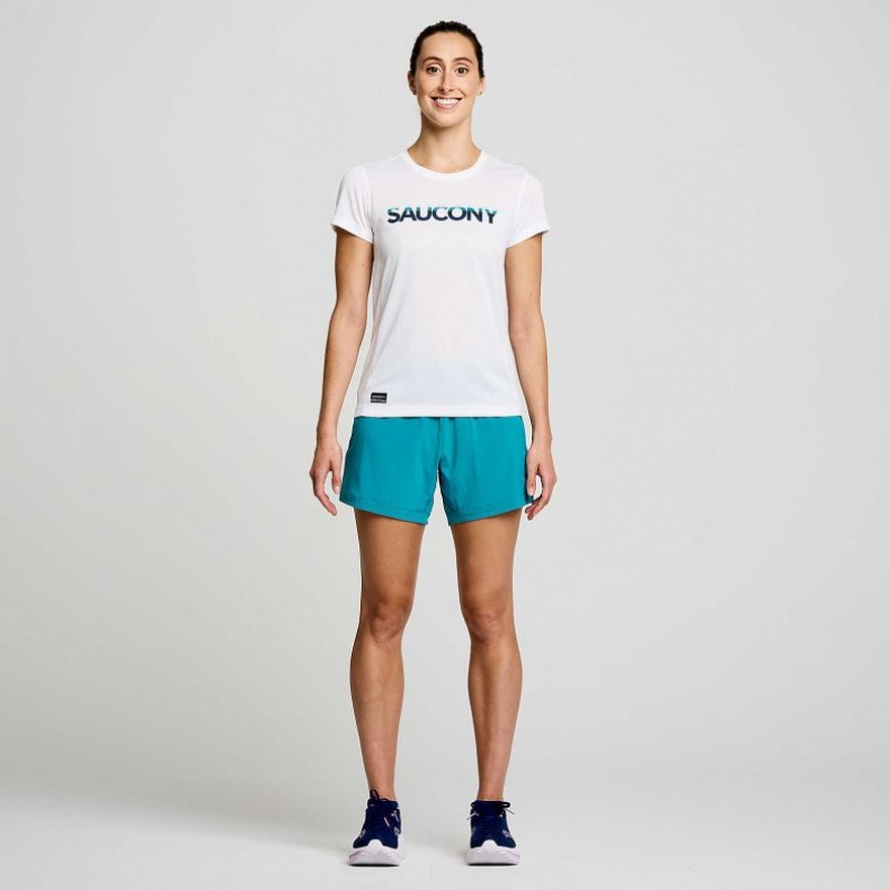 Women's Saucony Stopwatch Graphic Short Sleeve T-Shirt White | CANADA ULKDMPW