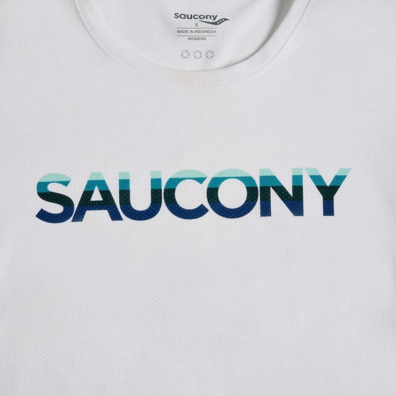 Women's Saucony Stopwatch Graphic Short Sleeve T-Shirt White | CANADA ULKDMPW