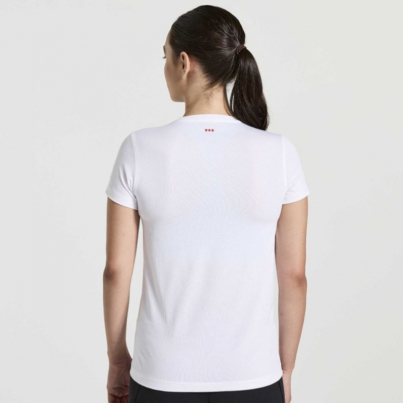 Women's Saucony Stopwatch Graphic Short Sleeve T-Shirt White | CANADA JWGEAHF