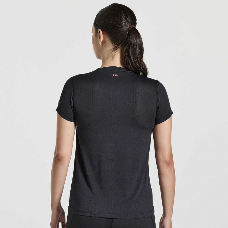 Women's Saucony Stopwatch Graphic Short Sleeve T-Shirt Black | CANADA BGXYNVJ