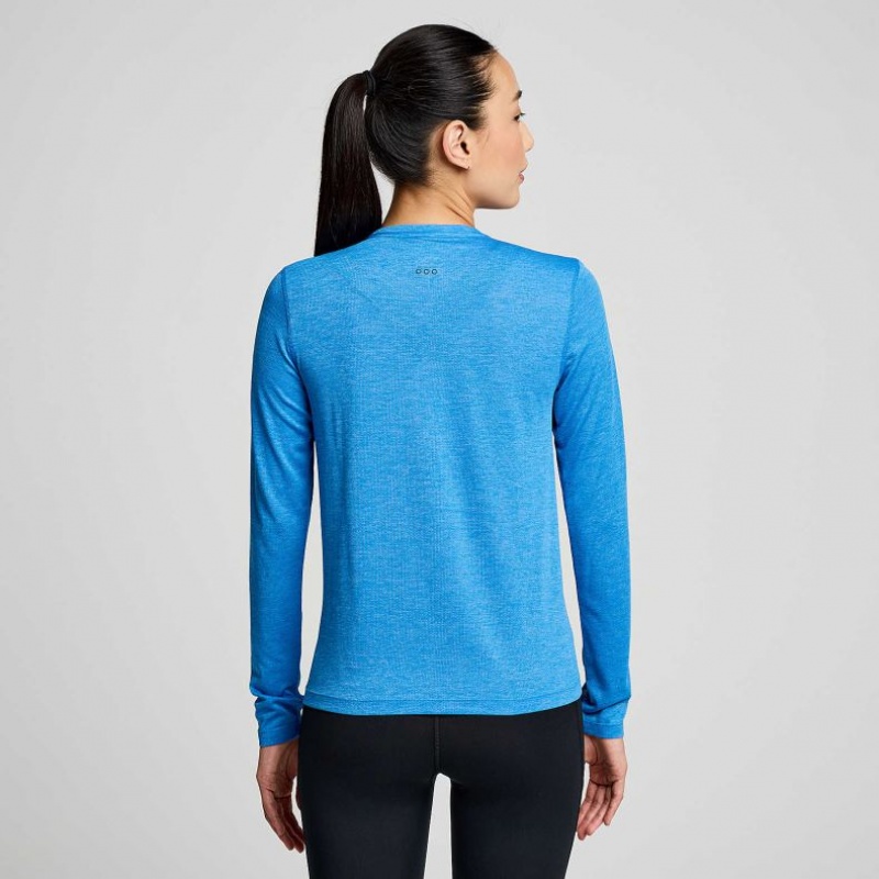 Women's Saucony Stopwatch Long Sleeve T-Shirt Blue | CANADA KTSCYJB