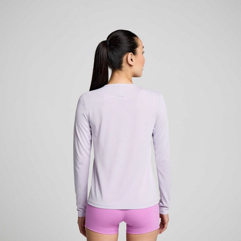 Women's Saucony Stopwatch Long Sleeve T-Shirt Purple | CANADA GQMOZNW