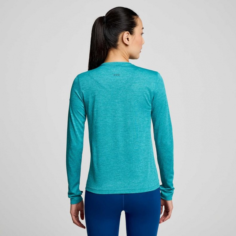 Women's Saucony Stopwatch Long Sleeve T-Shirt Turquoise | CANADA AIEVXQF