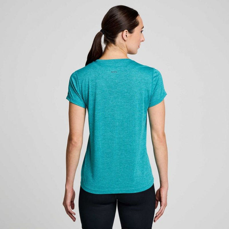 Women's Saucony Stopwatch Short Sleeve T-Shirt Turquoise | CANADA ACIQVLP