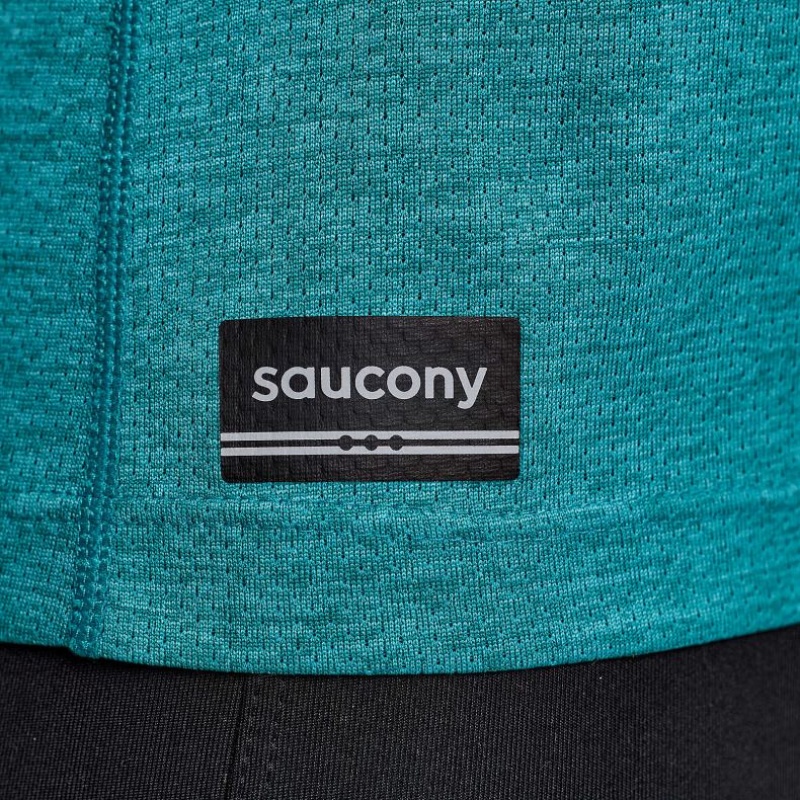 Women's Saucony Stopwatch Short Sleeve T-Shirt Turquoise | CANADA ACIQVLP