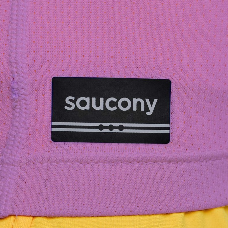 Women's Saucony Stopwatch Short Sleeve T-Shirt Purple | CANADA CQAJXMR