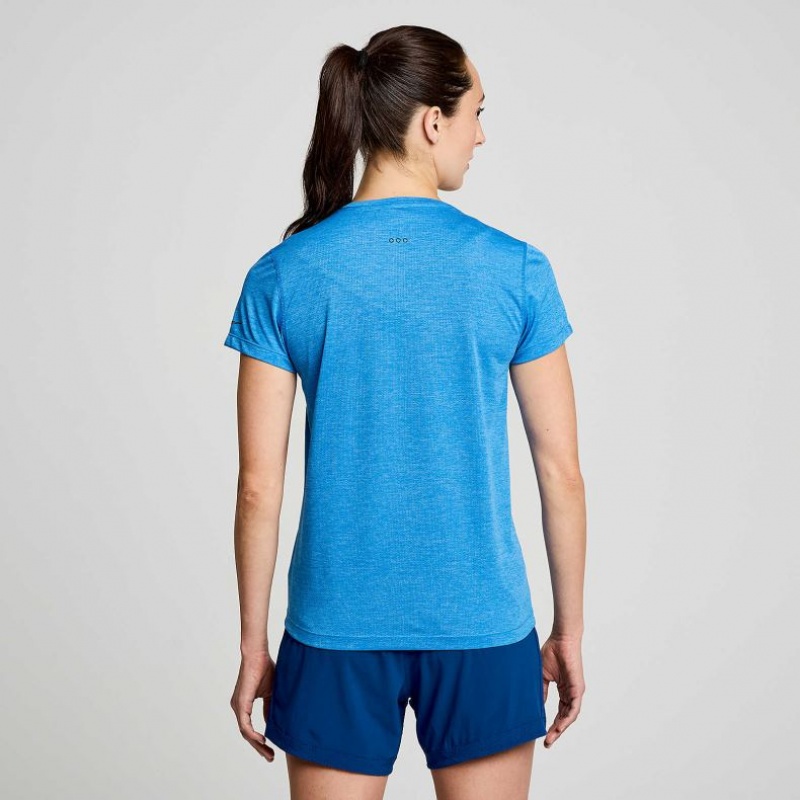 Women's Saucony Stopwatch Short Sleeve T-Shirt Blue | CANADA RYDZIPO