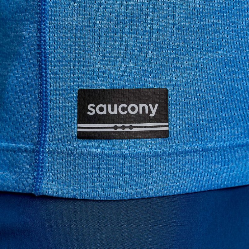 Women's Saucony Stopwatch Short Sleeve T-Shirt Blue | CANADA RYDZIPO