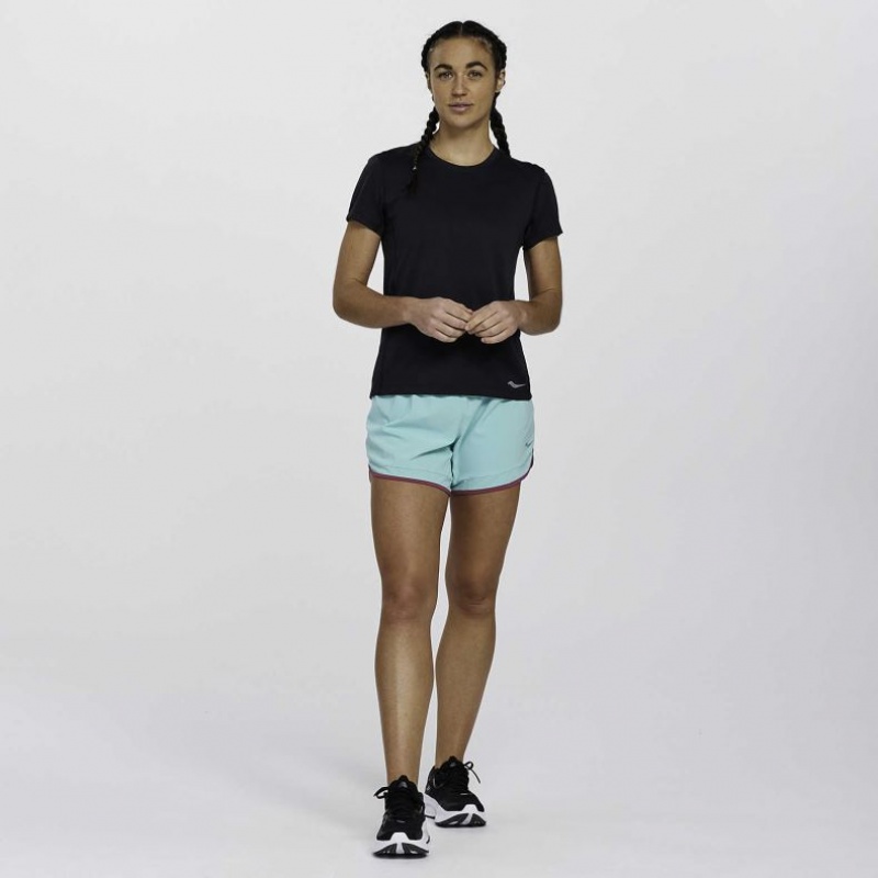 Women's Saucony Stopwatch Short Sleeve T-Shirt Black | CANADA GDXMKWQ