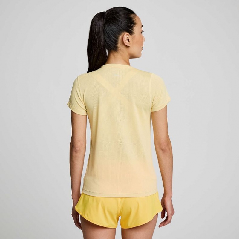 Women's Saucony Stopwatch Short Sleeve T-Shirt Yellow | CANADA ZYFPCOI