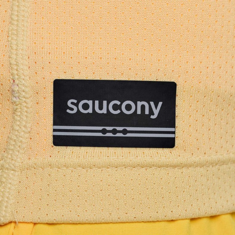 Women's Saucony Stopwatch Short Sleeve T-Shirt Yellow | CANADA ZYFPCOI