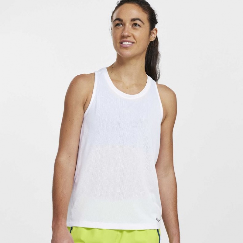 Women\'s Saucony Stopwatch Singlet White | CANADA OJEMQUF