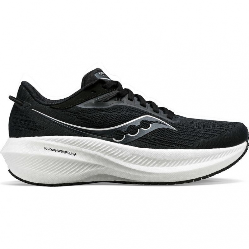 Women\'s Saucony Triumph 21 Wide Running Shoes Black / White | CANADA BDQMJEY