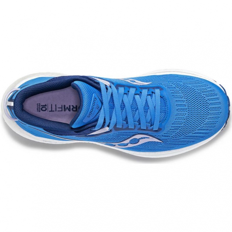 Women's Saucony Triumph 21 Wide Running Shoes Blue | CANADA ZQBXDEA