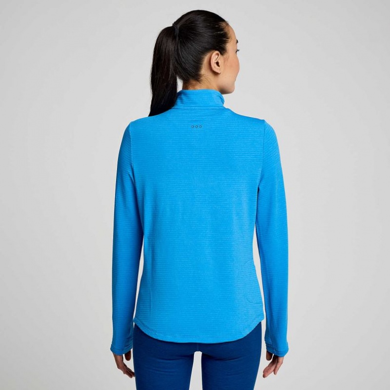 Women's Saucony Triumph 3D 1/2 Zip Sweatshirt Blue | CANADA BOVKNDF