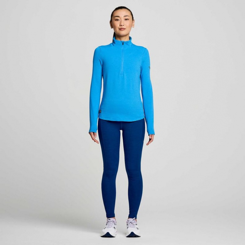 Women's Saucony Triumph 3D 1/2 Zip Sweatshirt Blue | CANADA BOVKNDF