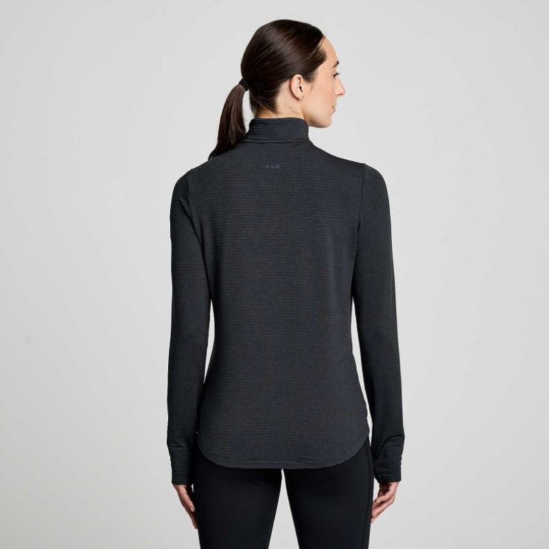 Women's Saucony Triumph 3D 1/2 Zip Sweatshirt Black | CANADA GIWDABE