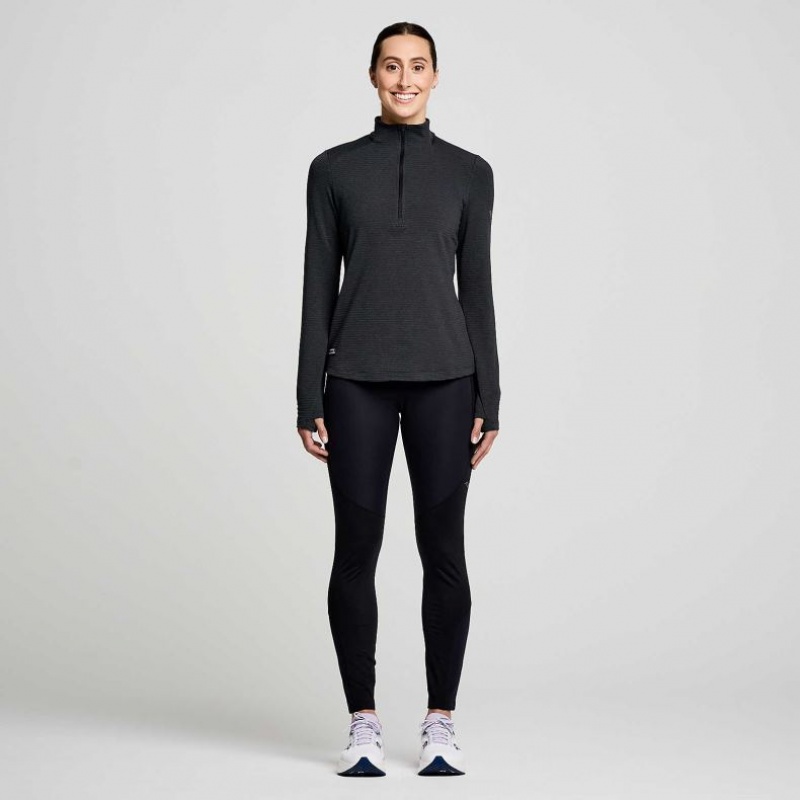 Women's Saucony Triumph 3D 1/2 Zip Sweatshirt Black | CANADA GIWDABE