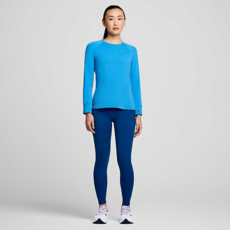 Women's Saucony Triumph 3D Crew Sweatshirt Blue | CANADA PBACEGY